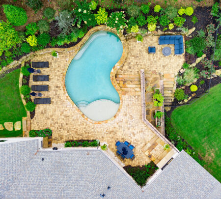 arial view of pool area
