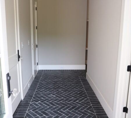 hallway with custom flooring